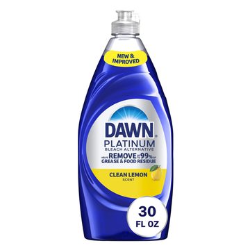 Dawn Platinum Dish Soap, Dishwashing Liquid, Tough Grease Removal, Bleach Alternative Clean Lemon, 30oz