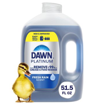 Dawn Platinum Refill Jug Dish Soap, Dishwashing Liquid, Tough Grease Removal, Fresh Rain, 51.5oz