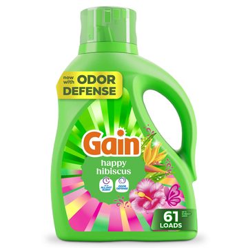 Gain Liquid Laundry Detergent with Odor Defense + All Day Freshness, Happy Hibiscus Scent, 81 fl oz, 61 Loads