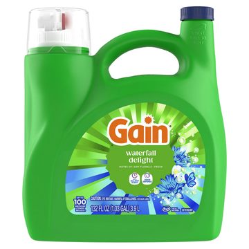 Gain Liquid Laundry Detergent, Now with Odor Defense, Waterfall Delight Scent, 132 fl oz, 100 Loads