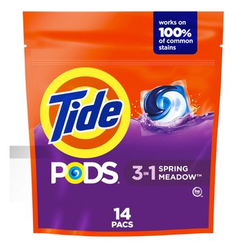 Tide PODs Laundry Detergent, 14 Count, Spring Meadow Scent, 3-in-1 Stain Remover, Odor Fighter, Color Protector, Concentrated Laundry Soap Pacs