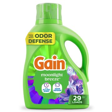 Gain Liquid Laundry Detergent, Now with Odor Defense, Moonlight Breeze Scent, 39 fl oz, 29 Loads