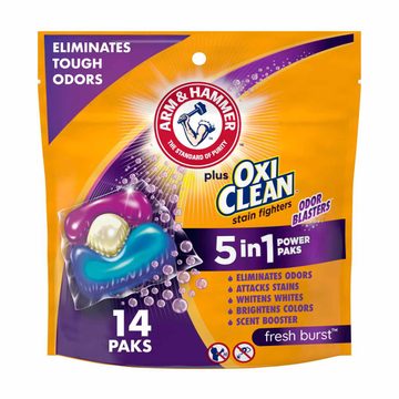 ARM & HAMMER Plus OxiClean with Odor Blasters LAUNDRY DETERGENT 5-IN-1 Power Paks, 14 ct