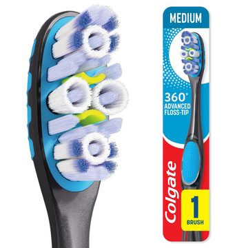 Colgate 360 Advanced Floss-Tip Bristles Adult Manual Toothbrush, Medium