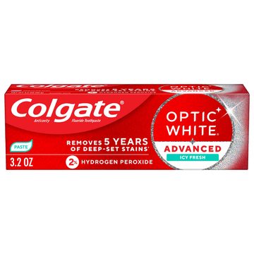 Colgate Optic White Advanced Icy Fresh Toothpaste with 2% Hydrogen Peroxide, Mint, 3.2 OZ