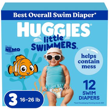 Huggies Little Swimmers Disposable Swim Diapers, Size 3 (16-26 lbs), 12 Ct