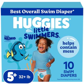 Huggies Little Swimmers Disposable Swim Diapers, Size 5-6 (32+ lbs), 10 Ct