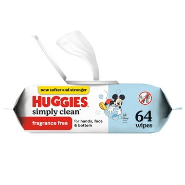 Huggies Simply Clean Unscented Baby Wipes, 1 Flip-Top Pack (64 Wipes Total)