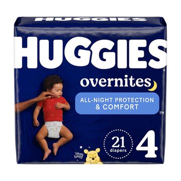 Huggies Overnites Nighttime Baby Diapers, Size 4 (22-37 lbs), 21 ct