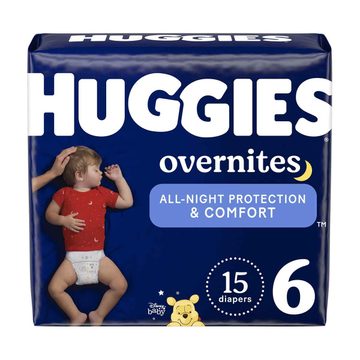 Huggies Overnites Nighttime Baby Diapers, Size 6 (35+ lbs), 15 ct