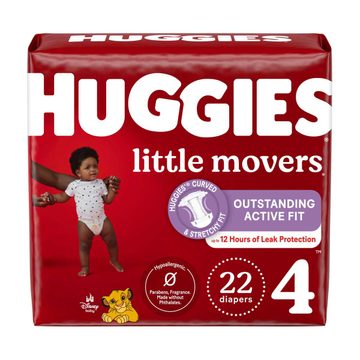 Huggies Little Movers Baby Diapers, Size 4 (22-37 lbs), 22 ct