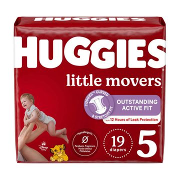 Huggies Little Movers Baby Diapers, Size 5 (27+ lbs), 19 ct