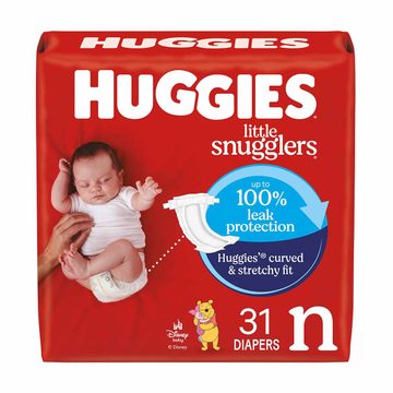 Huggies Little Snugglers Baby Diapers, Size Newborn (up to 10 lbs), 31 ct
