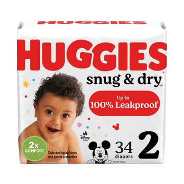 Huggies Snug & Dry Baby Diapers, Size 2, 34 Ct