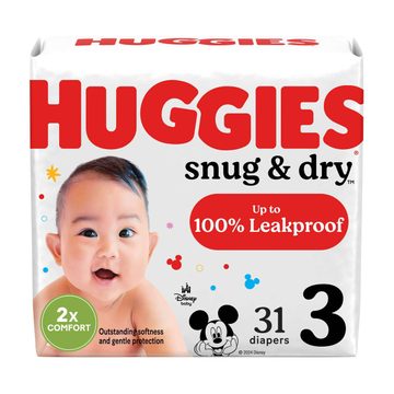 Huggies Snug & Dry Baby Diapers, Size 3 fits 16-28 lbs, 31 ct