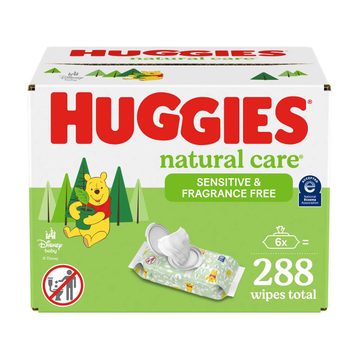 Huggies Natural Care Sensitive Baby Wipes, Unscented, 6 Flip-Top Packs (288 Wipes Total) (Select for More)