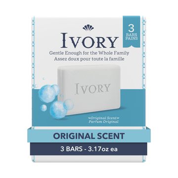 Ivory Gentle Bar Soap, Original Scent, 3.17 oz Bars, 3 ct