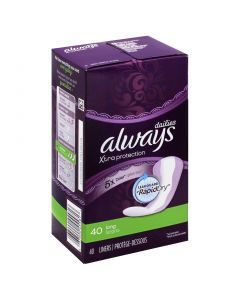 Always Liners, Xtra Protection Daily Liners, Unscented Long, 40 ct