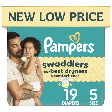 Pampers Swaddlers Diapers, Size S5 (20-37 lbs), 19 Count, Absorbent, Keeps Baby Dry and Comfortable, Skin Safe Disposable Baby Diaper