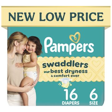 Pampers Swaddlers Diapers, Size S6 (23-44 lbs), 16 Count, Absorbent, Keeps Baby Dry and Comfortable, Skin Safe Disposable Baby Diaper