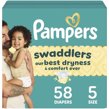 Pampers Swaddlers Diapers, Size S5 (20-37 lbs), 58 Count, Absorbent, Keeps Baby Dry and Comfortable, Skin Safe Disposable Baby Diaper