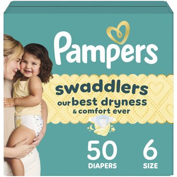 Pampers Swaddlers Diapers, Size S6 (23-44 lbs), 50 Count, Absorbent, Keeps Baby Dry and Comfortable, Skin Safe Disposable Baby Diaper