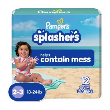 Pampers Splashers Swim Diapers, Size 2-3, 12 Count, Disposable Baby Swim Diapers