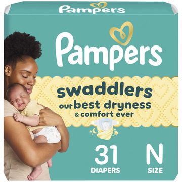 Pampers Swaddlers Diapers, Size 0 (up to 10 lbs), 31 Count, Absorbent, Keeps Baby Dry and Comfortable, Skin Safe Disposable Baby Diaper
