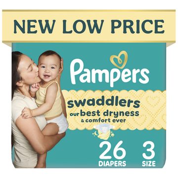 Pampers Swaddlers Diapers, Size 3 (13-26 lbs), 26 Count, Absorbent, Keeps Baby Dry and Comfortable, Skin Safe Disposable Baby Diaper