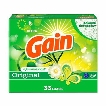 Gain Powder Laundry Detergent for Regular and HE Washers, Original Scent, 34 ounces, 33 loads
