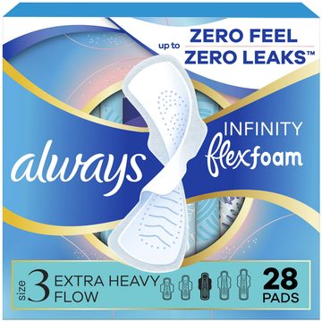 Always Infinity with FlexFoam Pads, Size 3, Extra Heavy, with Wings, Unscented, 28 CT