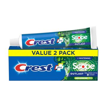 Crest Whitening Plus Scope Outlast Toothpaste, Long Lasting Mint, 5.4 oz, Pack of 2