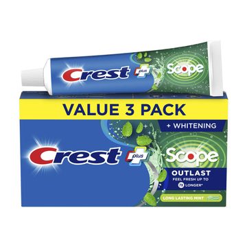 Crest Whitening Plus Scope Outlast Toothpaste, Long Lasting Mint, 5.4 oz Triple