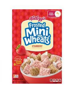Kellogg's Frosted Mini-Wheats, Breakfast Cereal, Strawberry, Excellent Source of Fiber, Family Pack, 14.3 oz Box