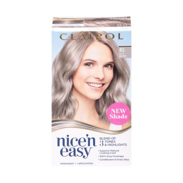 Clairol Nice'n Easy Permanent Hair Color Kit, 8S Soft Silver