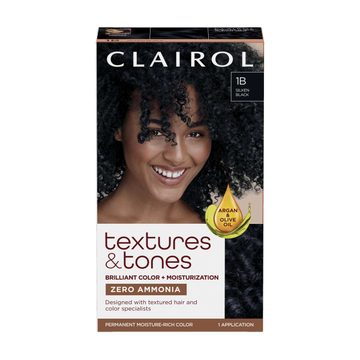 Clairol Textures & Tones Permanent Hair Color, 1B Silken Black