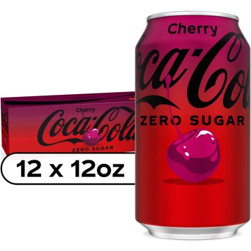 Coca-Cola Zero Sugar Cherry Soda Soft Drink Fridge Pack Cans, 12 fl oz, 12 Pack