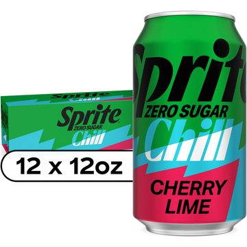 Sprite Zero Sugar Chill Cherry-Lime Caffeine Free Soda Soft Drink Fridge Pack Cans, 12 fl oz, 12 Pack