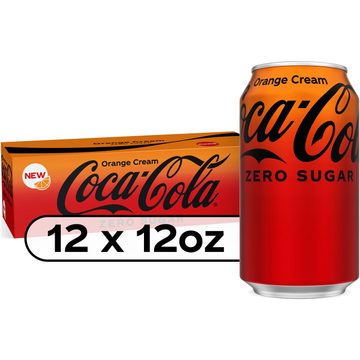 Coca-Cola Zero Sugar Orange Cream Soda Soft Drink Fridge Pack Cans, 12 fl oz, 12 Pack