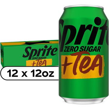 Sprite Zero Sugar + Tea Soda Soft Drink Fridge Pack Cans, 12 fl oz, 12 Pack