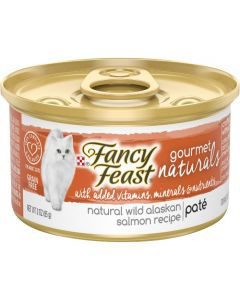 Purina Fancy Feast Grain Free, Natural Pate Wet Cat Food, Gourmet Naturals Wild Alaskan Salmon Recipe, 3 oz Can