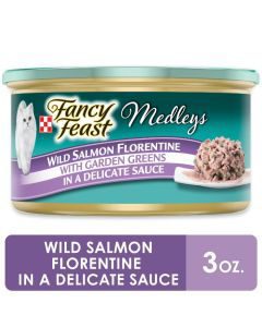Purina Fancy Feast Wet Cat Food, Medleys Wild Salmon Florentine With Garden Greens in Delicate Sauce, 3 oz Can
