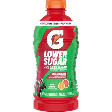 Gatorade Lower Sugar Electrolyte Beverage Fruit Punch, 28 Fl Oz