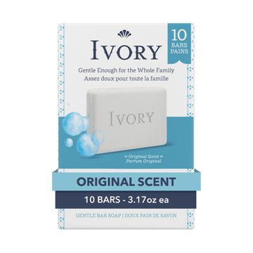Ivory Gentle Bar Soap, Original Scent, 3.17 oz Bars, 10 ct