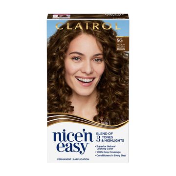 Clairol Nice'n Easy Permanent Hair Color Kit, 5G Med Gold Brown