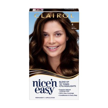 Clairol Nice'n Easy Permanent Hair Color Kit, 4 Dark Brown