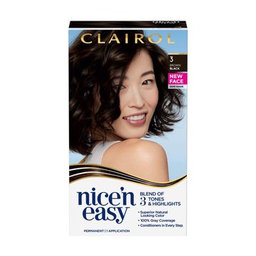 Clairol Nice'n Easy Permanent Hair Color Kit, 3 Brown Black