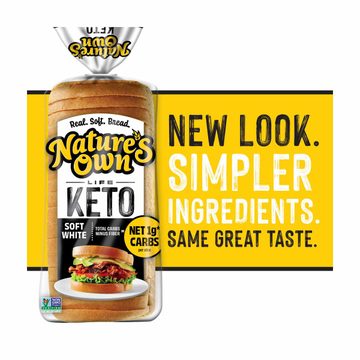 Nature's Own Life Keto Soft White Bread, Net 1 Carb Sliced White Non-GMO Keto Bread, 16 oz Loaf