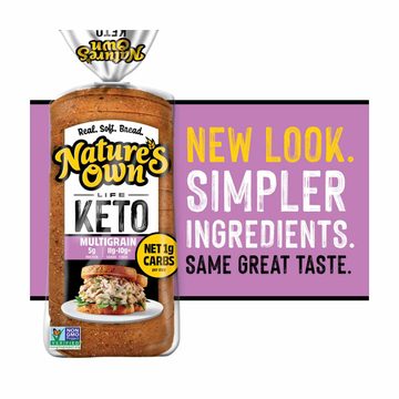 Nature's Own Life Keto Multigrain Bread, Net 1 Carb Non-GMO Sliced Multigrain Keto Bread, 16 oz Loaf