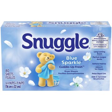 Snuggle Fabric Softener Dryer Sheets, Blue Sparkle, 80 Count